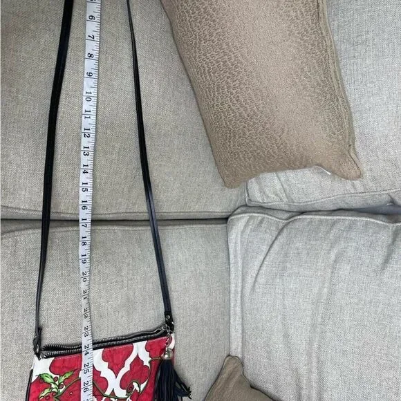 Brighton Bag Mini Crossbody Red Love Dove Canvas Pouch Long Strap Tassel Purse - Picture 3 of 15